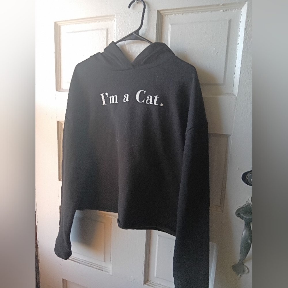 I'm a Cat Black  Cropped Hoodie with Cat ears
